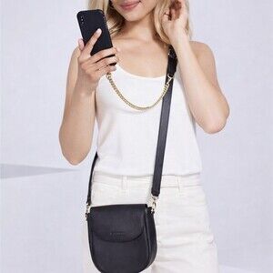 Bandolier shay black gold convertible crossbody bag & multi wear straps leather
